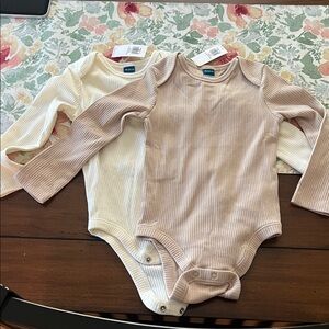 Old Navy Cream and Tan Kids One Pieces Bodysuits